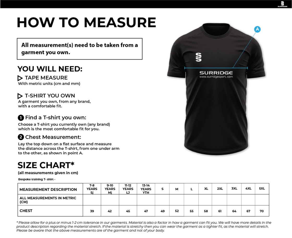 Staff - Impact T-Shirt - Men's/Unisex Fit - Size Guide