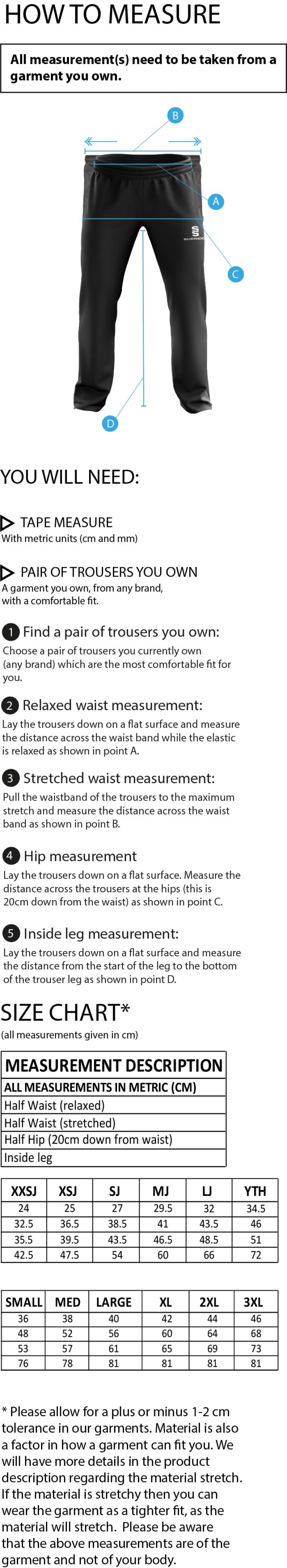 Staff - Dual Poplin Track Pant - Men's/Unisex Fit - Size Guide