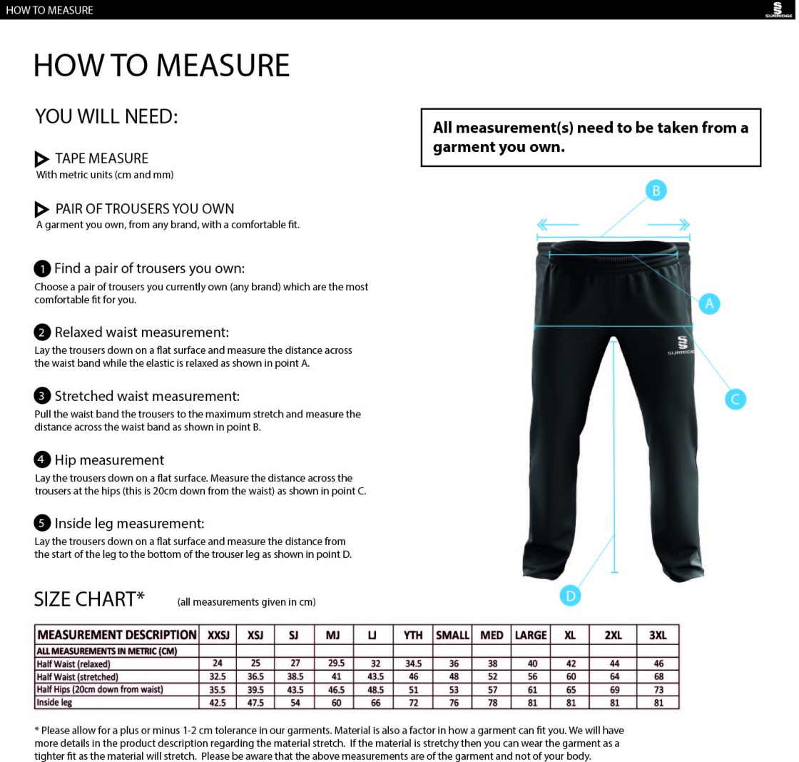 Staff - Dual Poplin Track Pant - Men's/Unisex Fit - Size Guide