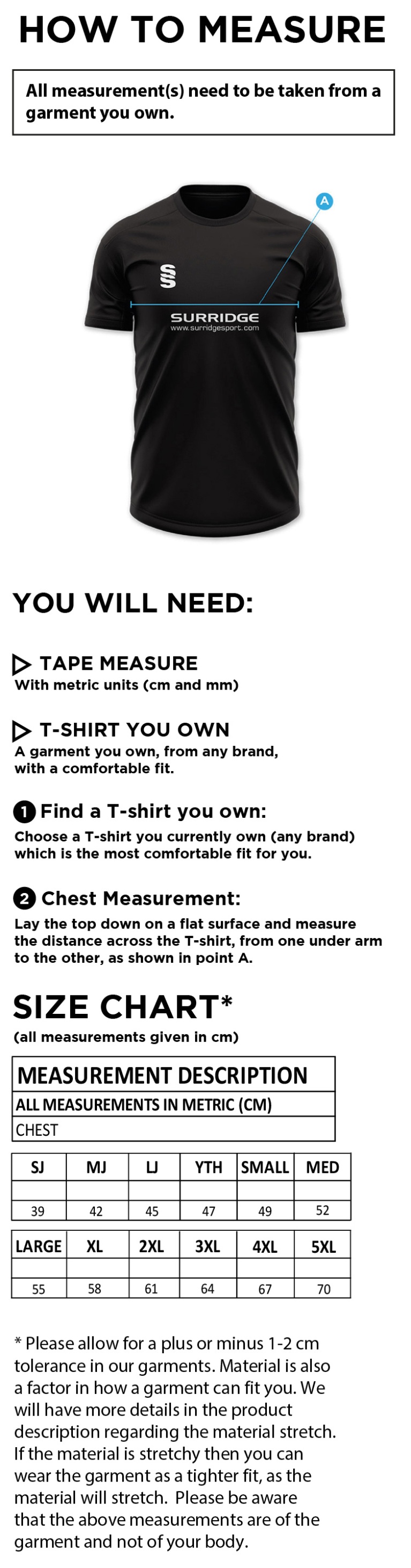 Staff - Impact T-Shirt - Men's/Unisex Fit - Size Guide