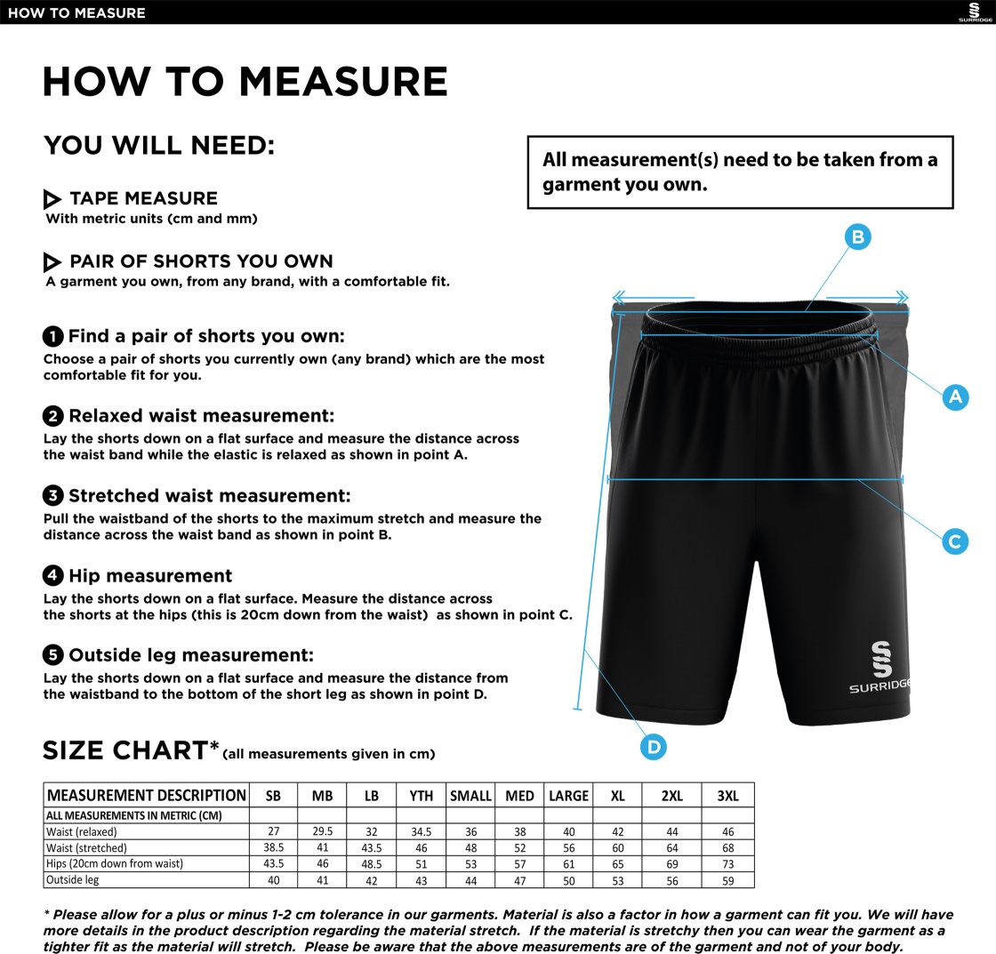 Staff - Blade Shorts - Men's/Unisex Fit - Size Guide